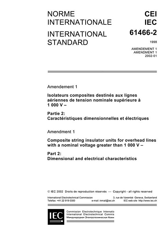 Cover IEC 61466-2:1998/AMD1:2002